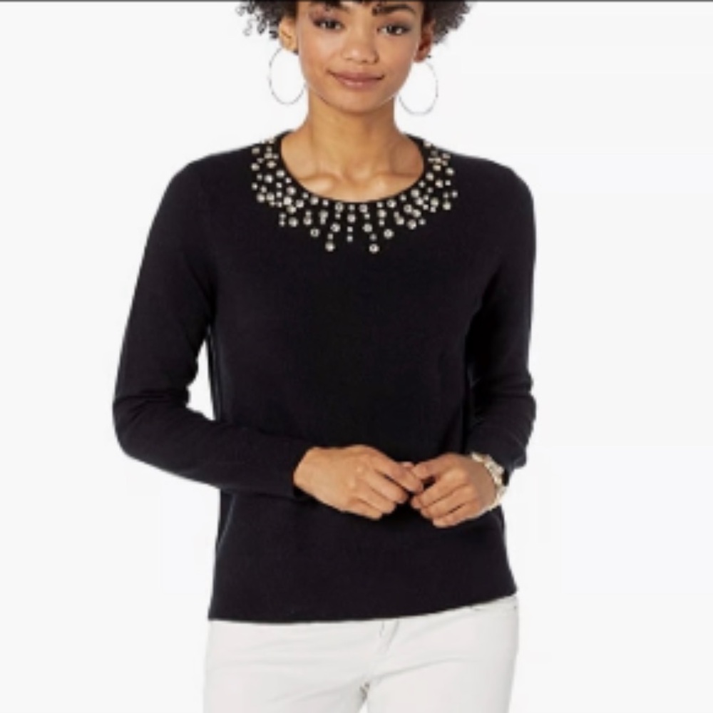 Lilly Pulitzer Black Jeweled Odetta Sweater Small